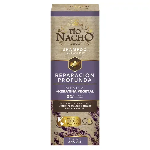Shampoo Tío Nacho Reparación Profunda Jalea Real + Keratina Vegetal - 415 ml