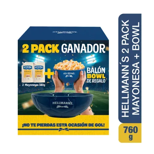 Hellmanns Mayonesa 2 Pack 760 g + Bowl Gratis