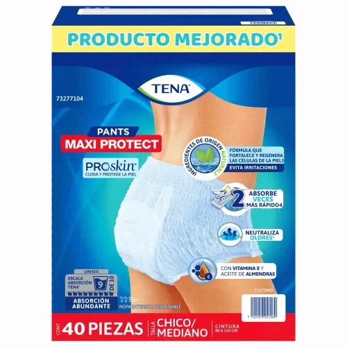 Ropa interior unisex tipo calzón Tena Pants Maxi Protect Absorción Abundante para tu día a día Talla Chico Mediano - 40 piezas