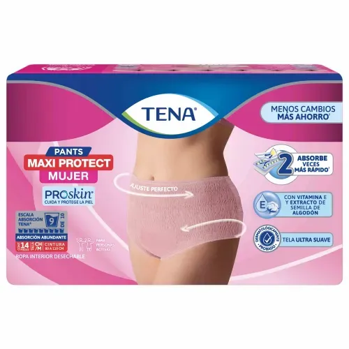 Ropa interior tipo calzón Tena Pants Maxi Protect Mujer Absorción Abundante Talla Chico Mediano - 14 piezas