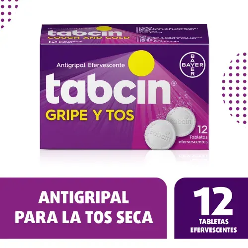 Tabcin gripe y tos efervescente caja 12 tabletas - Precio indicado por caja