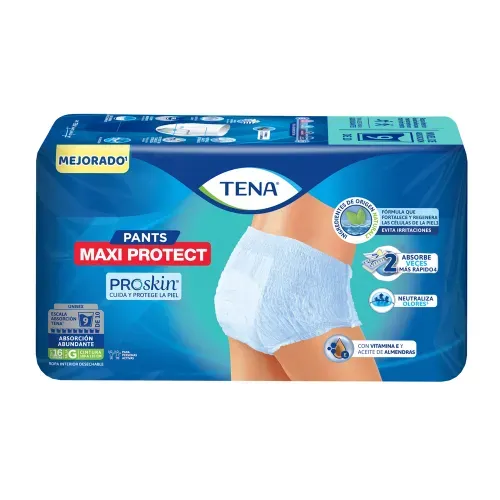 Ropa interior unisex tipo calzón Tena Pants Maxi Protect  Absorción Abundante para tu día a día Talla Chico Mediano - 16 piezas