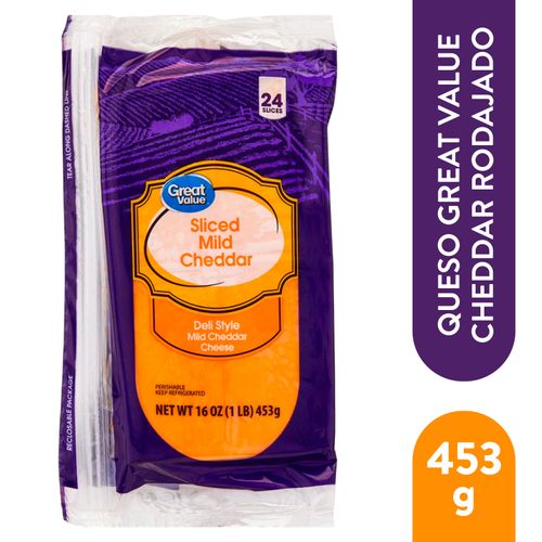 Queso Great Value Cheddar Rodajado 227Gr