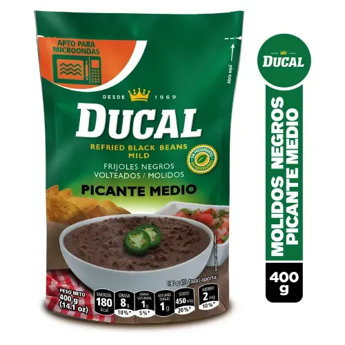 Frijol Ducal Volteado Negro Picante Medio - 400 g