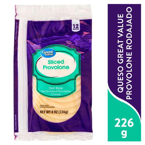 Queso Great Value Provolone Rodajado - 227Gr