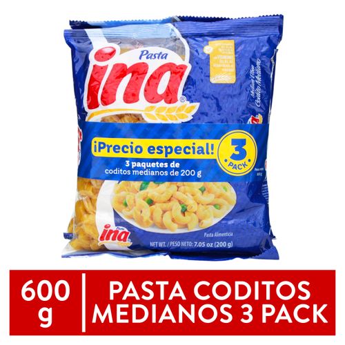3 Pack De Pastas Ina Codito 600g