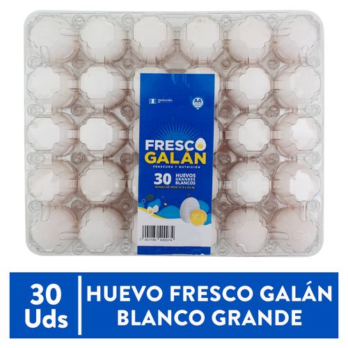 Huevo de Gallina Fresco Galan Blanco Grande - 30 Unidades