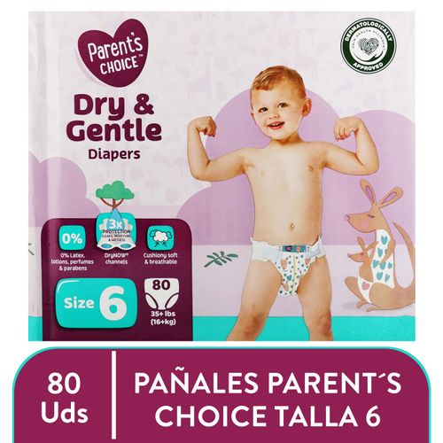 Pañales Parent's Choice Dry and Gentle T6 - 80 Uds