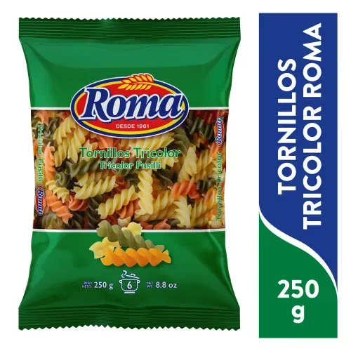 Pasta Roma tornillos tricolor - 250 g
