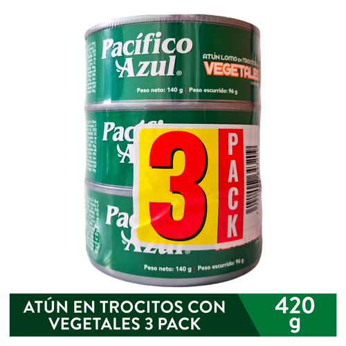 Atún Pacífico Azul trocitos en aceite de soya con vegetales 3 Pack - 420 g