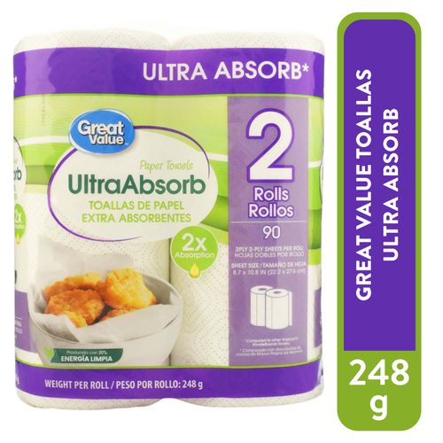 Toalla De Papel Para Cocina Tipo Mayordomo Marca Supermax Premium 90H - 2Rollos