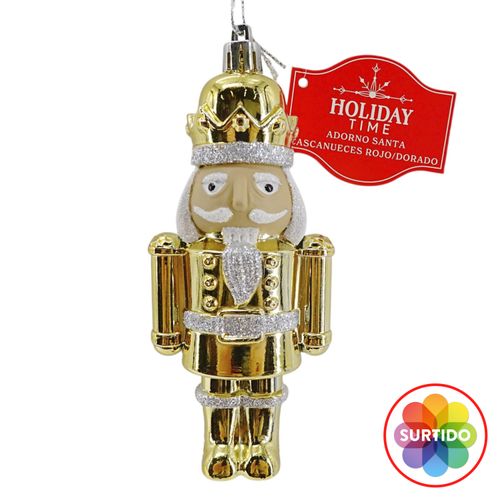 Adorno Holiday Time Santa Cascanueces rojo y dorado Navidad