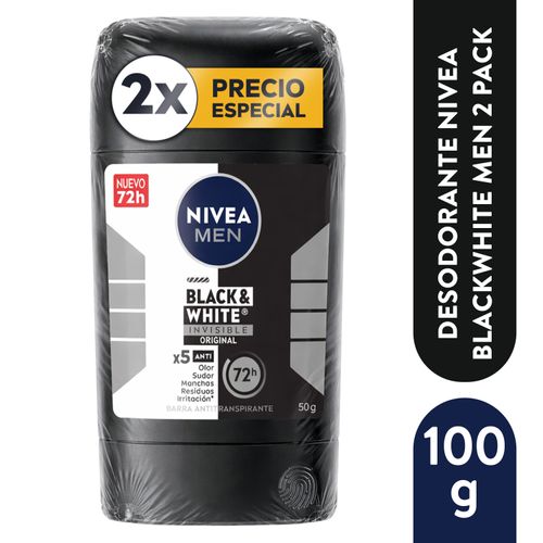 2pk Deo Nivea Barra Blackwhite Men 100g
