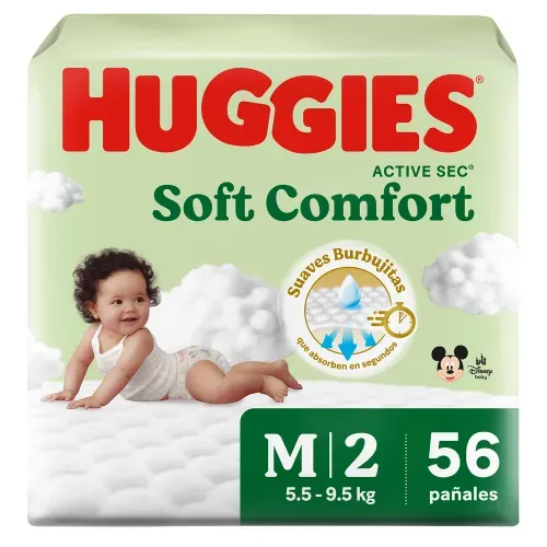 Pañales Huggies Soft Comfort Etapa 2/M - 56 Unidades