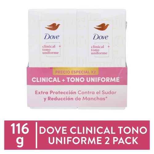2pk Dove w Cream Ap Clinical Tono 58g