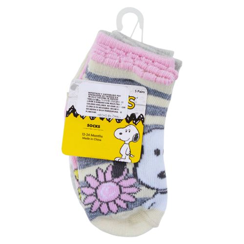 Calcetines para bebé niña Peanuts - Talla 12-24M - 5 Pack