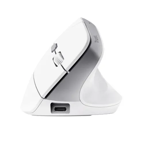 Mouse Inalámbrico Ergonómico Trust Bayo II Recargable Blanco