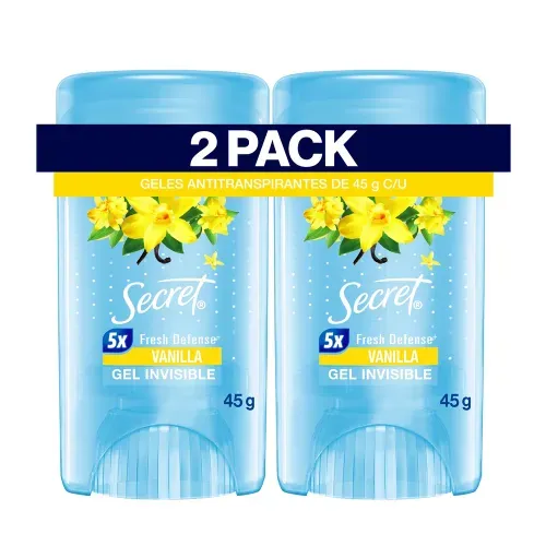 Gel Invisible Antitranspirante Secret Vanilla - 2 Uds 45 g c/u