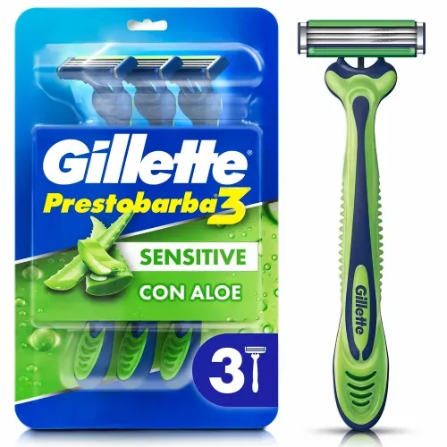Máquina Afeitar Gillette Prestobarba3 Sensitive Aloe Piel Sensible - 3 Uds