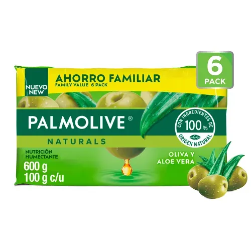Jabón de Tocador Palmolive Naturals Nutrición Humectante Oliva y Aloe Vera  6 Pack - 100 g