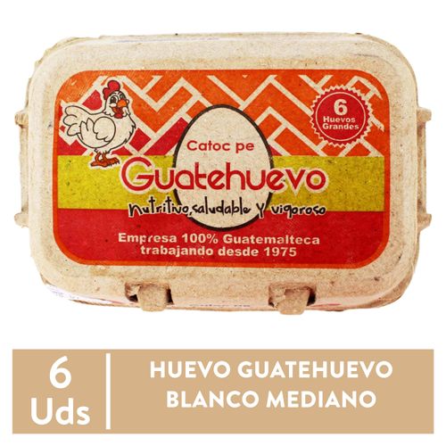 Huevo de Gallina Guatehuevo Blanco Mediano - 6 Unidades