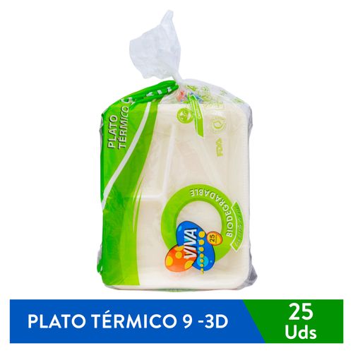 Bandeja Viva N9 Desechable Con divisiones Foam - 25 unidades
