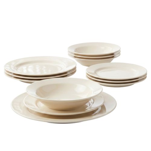 Ms Set De Vajilla De Porc 12pz Colo Blan