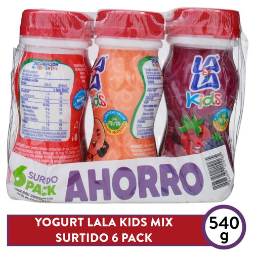 Yogurt Lala kids mix sabores surtidos 6 Pack - 540 g