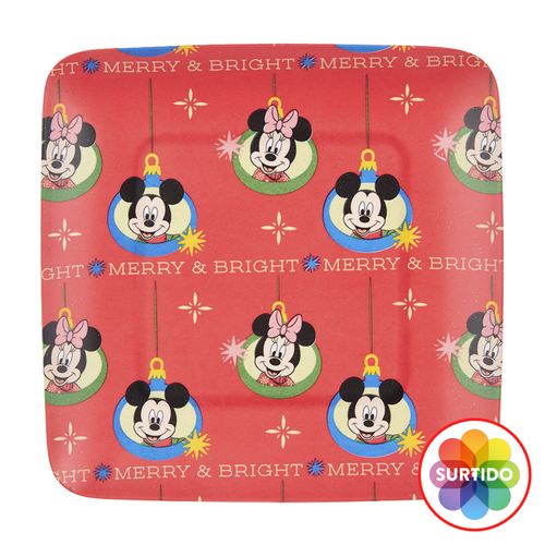 Plato Disney cuadrado melamina diseño Navidad - 8 Pulgadas