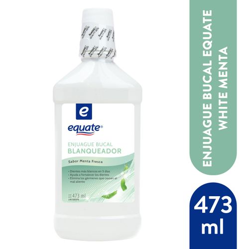 Enjuague Bucal Marca Equate Glowing White Rinse Menta - 473Ml