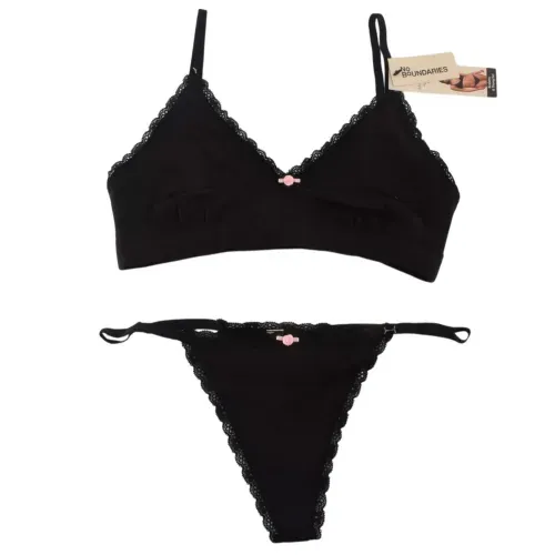 Set de bralette y tanga para dama No Boundaries color negro