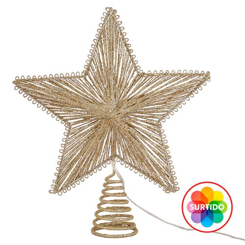 Punta árbol Holiday Time estrella LED batería Navidad - 28 cm