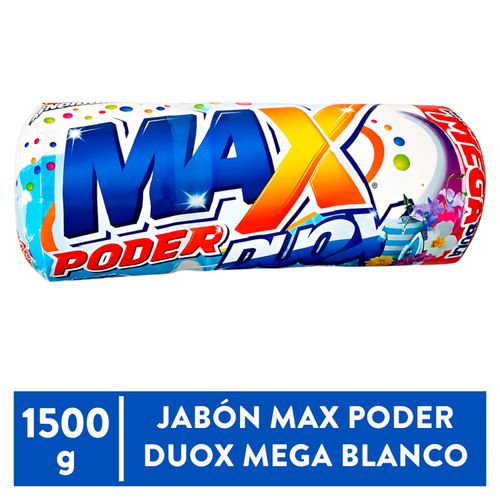 Jabon Max Poder Duox Mega Bola  Azul Blancura Colorido y Suavidad - 1500gr