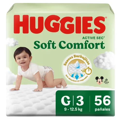 Pañales Huggies Soft Comfort Etapa 3/G - 56 Uds