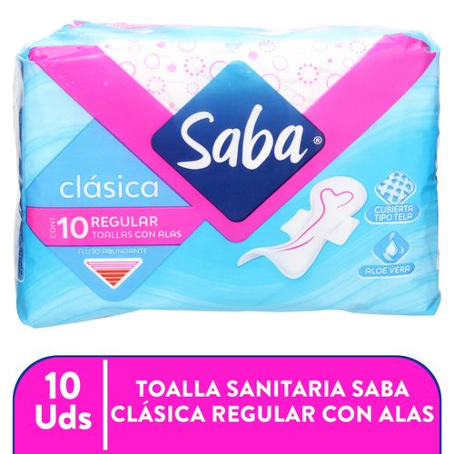 Toallas Femeninas Saba Clásica Regular Con Alas - 10Uds