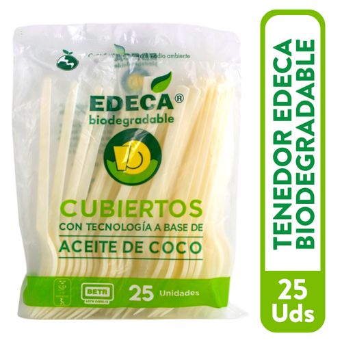 Tenedor Edeca Biodegradable - 25 Unidades