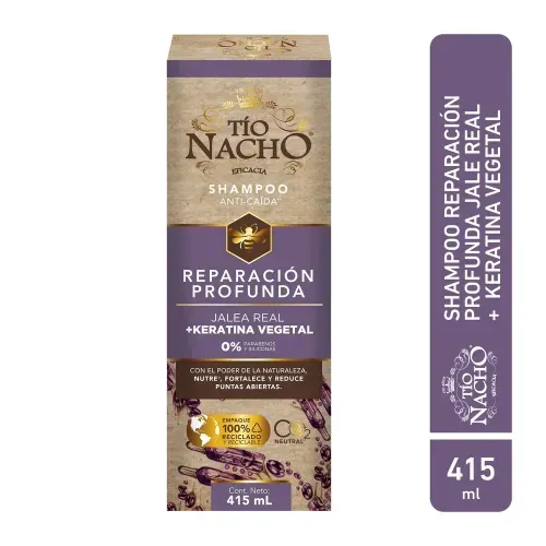 Shampoo Tío Nacho Reparación Profunda Jalea Real + Keratina Vegetal - 415 ml