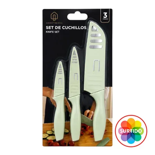 Set De 3 Cuchillos De Cocina Con Tapa