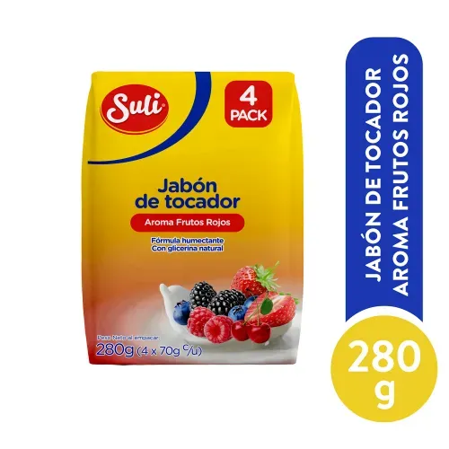 Jabón de Tocador Suli Aroma Frutos Rojos 4 pack - 280g