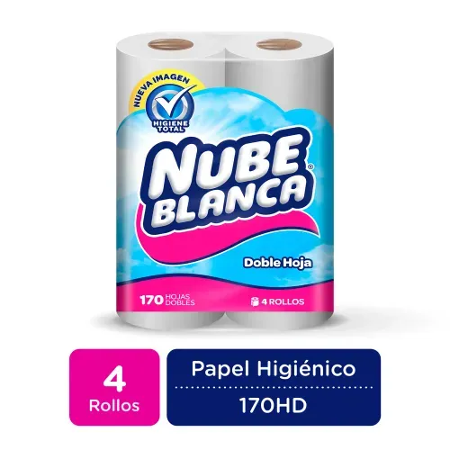 Papel Higiénico Nube Blanca 170H Doble 4 Rollos