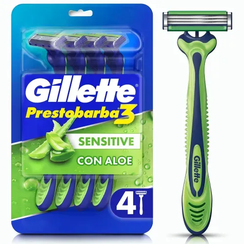 Máquina Afeitar Gillette Prestobarba3 Sensitive Aloe Piel Sensible - 4 Uds