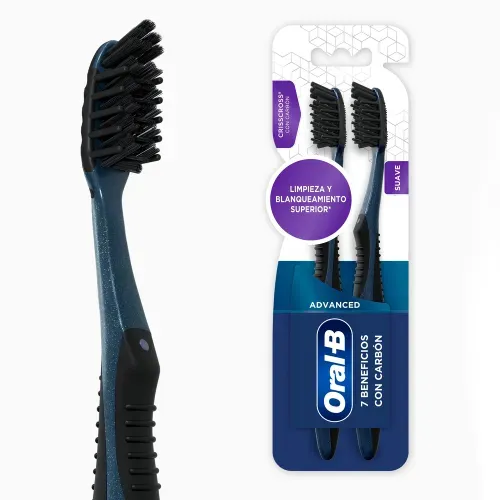 Cepillo Dental Oral-B Advanced 7 Beneficios Carbón - 2 Uds