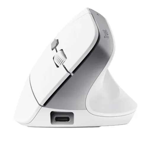 Mouse Inalámbrico Ergonómico Trust Bayo II Recargable Blanco