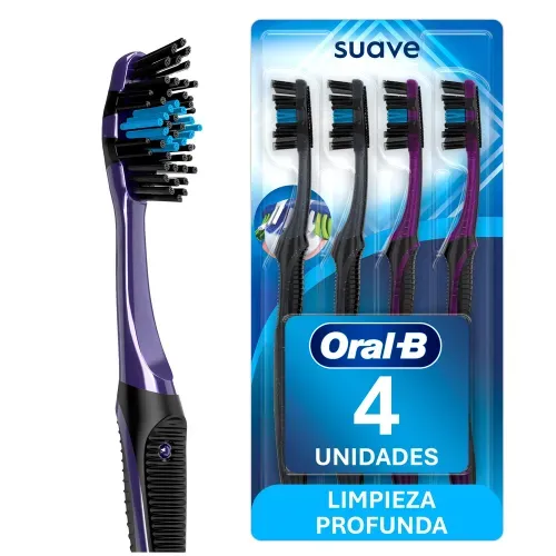 Cepillo Dientes Oral-B 5 Acciones Cerdas Suaves Inteligentes Carbón - 4 Uds