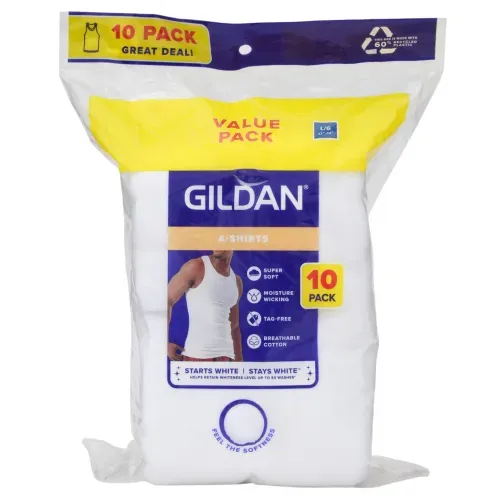 Camisetas atléticas Gildan color blanco - Talla S - 10 Pack