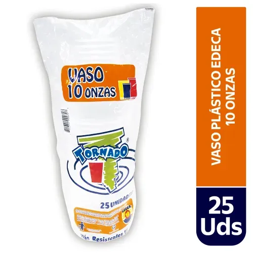 Vaso Edeca Plástico 10oz Tornado - 25 Unidades