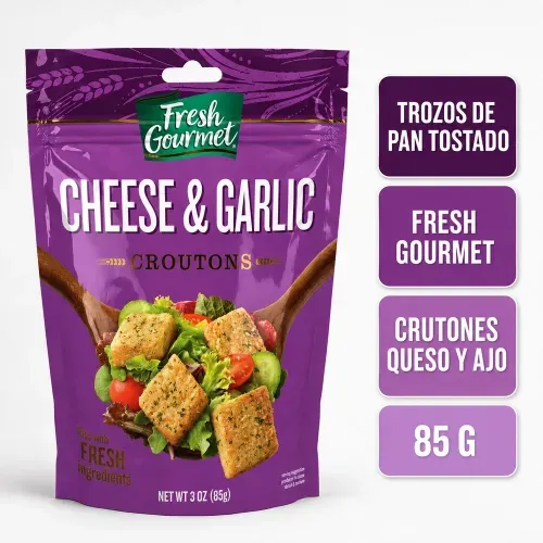 Crutones Fresh Gourmet Queso y Ajo - 85 g