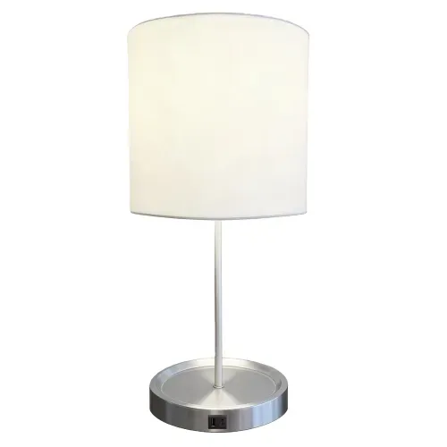 Lámpara de mesa Hometrends cromada con puerto USB y tipo C - 48 cm