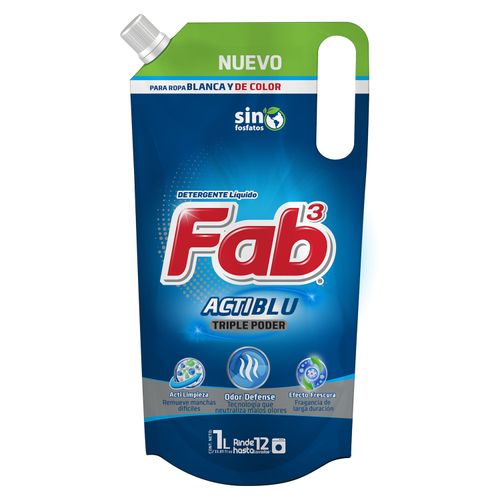 Detergente Líquido Fab Poder fragancia duradera Doy Pack -900ml