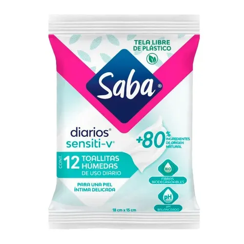Toallitas Húmedas Saba Diarios Sensiti-V - 12 piezas